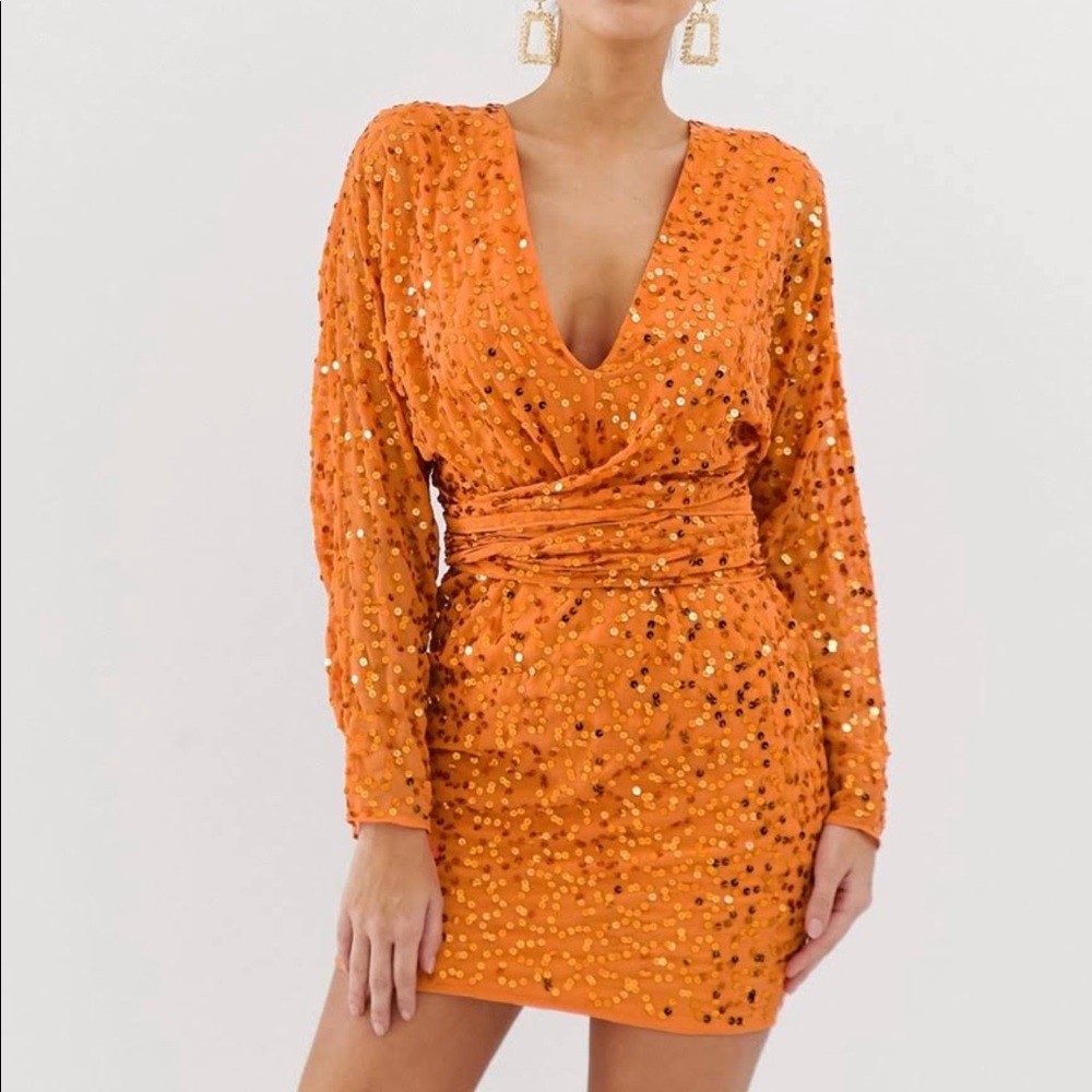 ASOS ORANGE SEQUIN DRESS